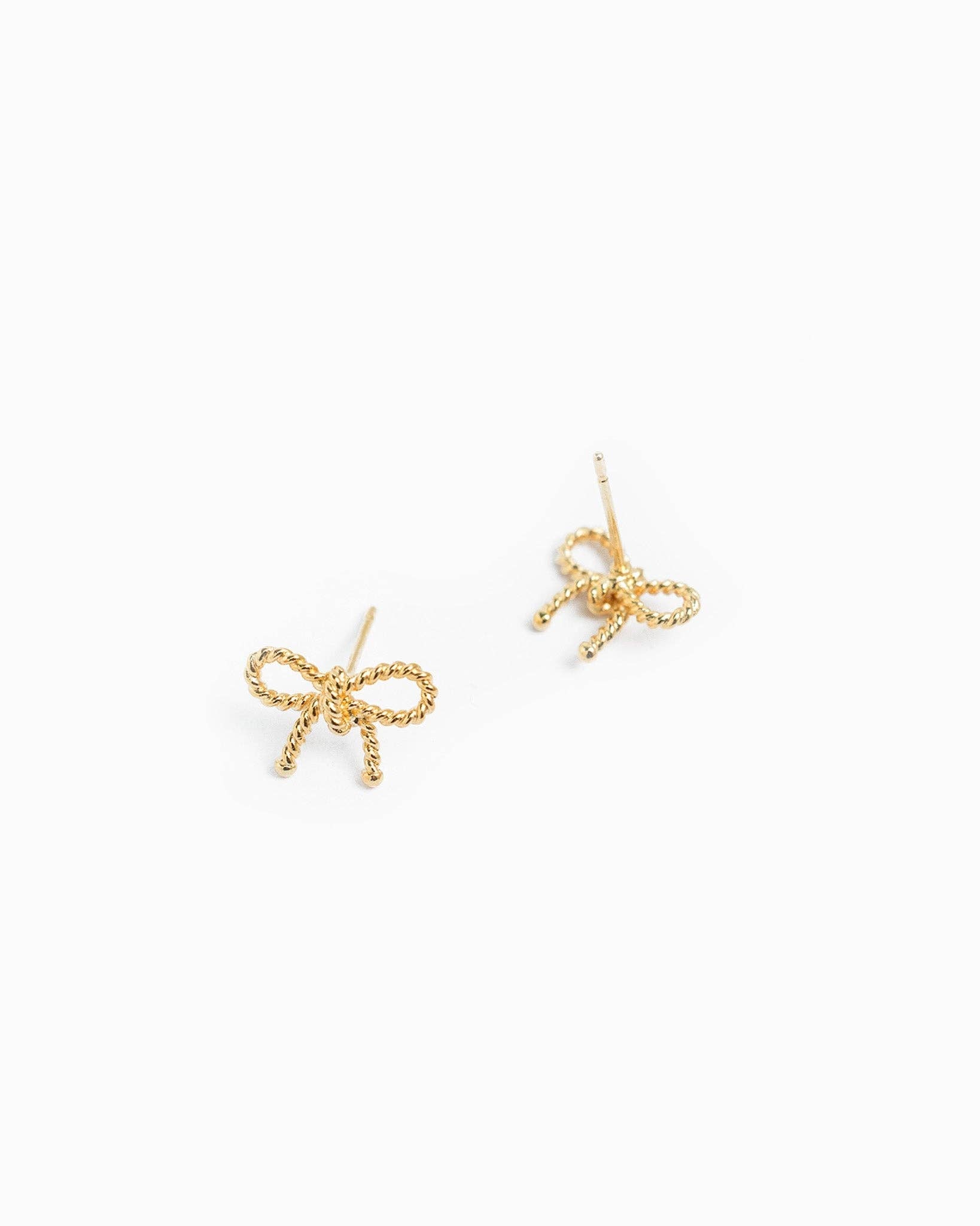 Rope Textured Bow Stud Earrings