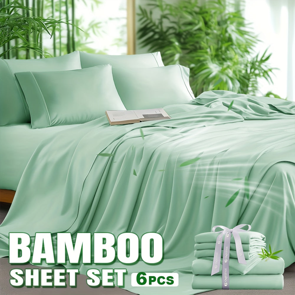 6-Piece Luxury Bamboo Lyocell Blend Sheet Set - Ultra Soft, Breathable, Deep Pocket