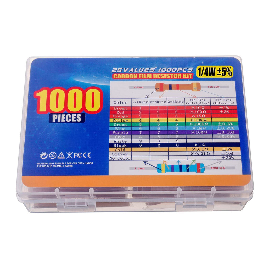 Altex Preferred MFG 1000-Piece 25 Value 1/4W Carbon Film Resistor Assortment Kit