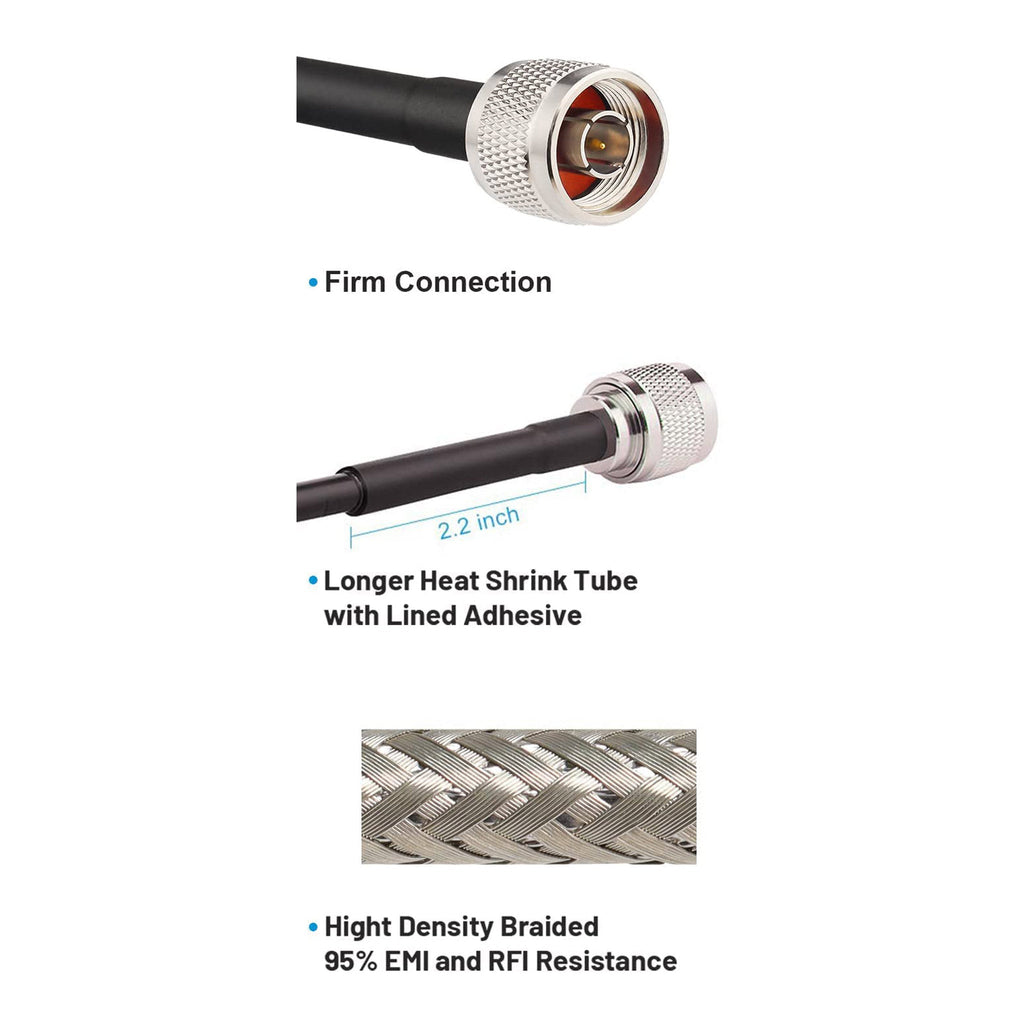 Altex Preferred MFG 100ft 50 Ohm SMA Male to N Male Coaxial Cable - Black - 240-N-SMA-JJ-100FT