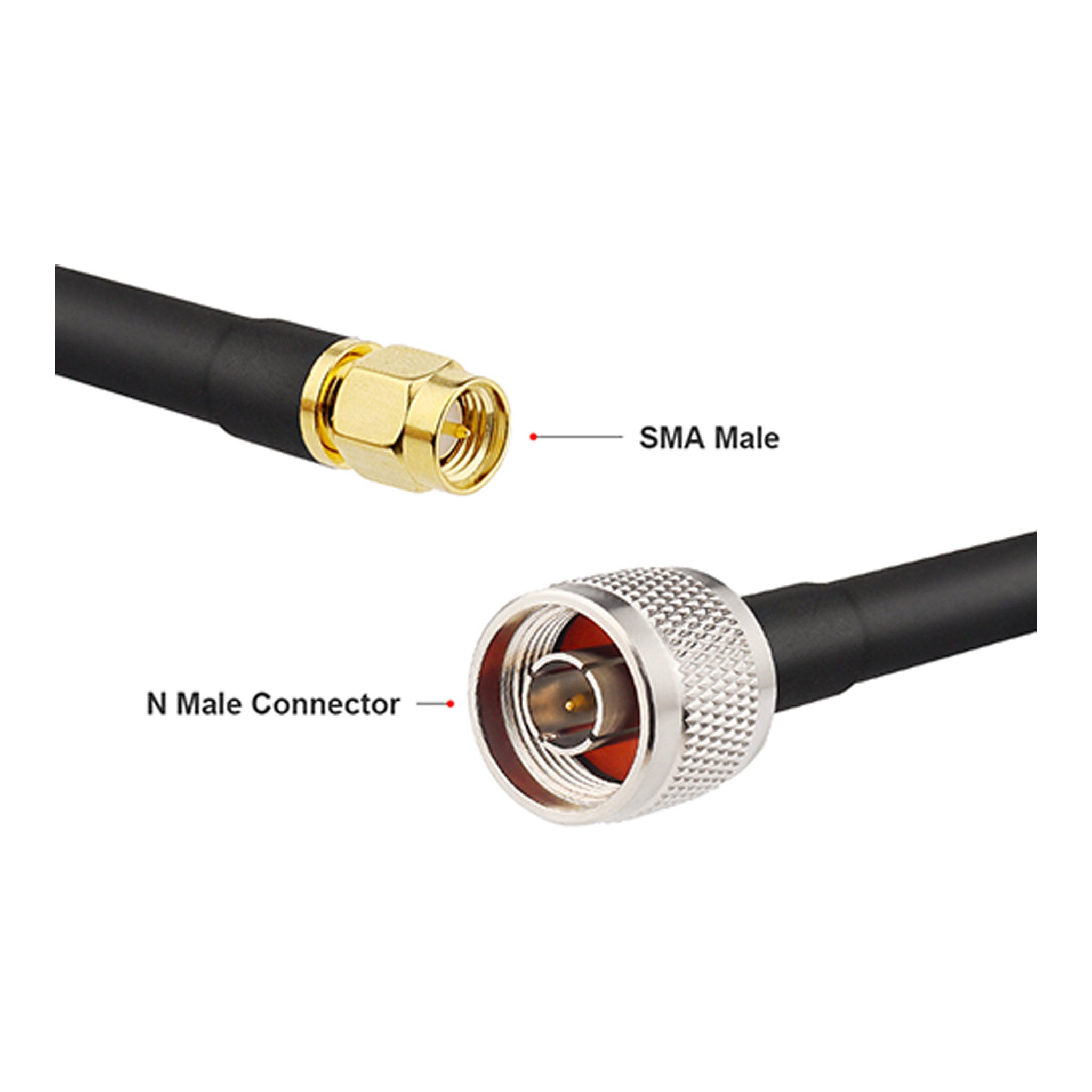 Altex Preferred MFG 100ft 50 Ohm SMA Male to N Male Coaxial Cable - Black - 240-N-SMA-JJ-100FT
