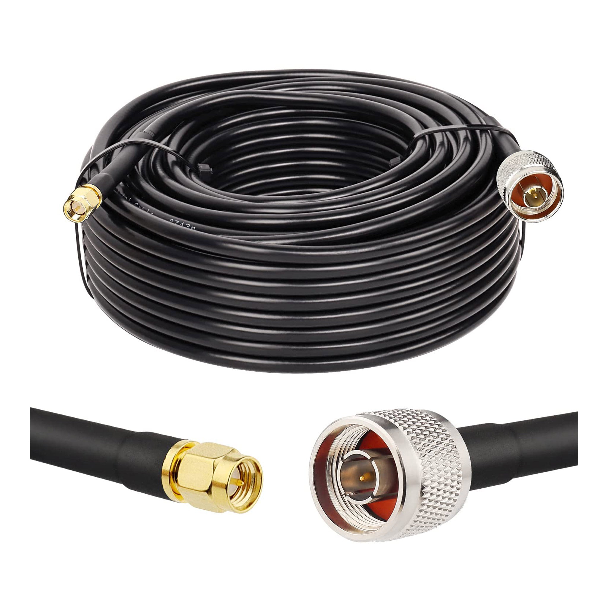 Altex Preferred MFG 100ft 50 Ohm SMA Male to N Male Coaxial Cable - Black - 240-N-SMA-JJ-100FT