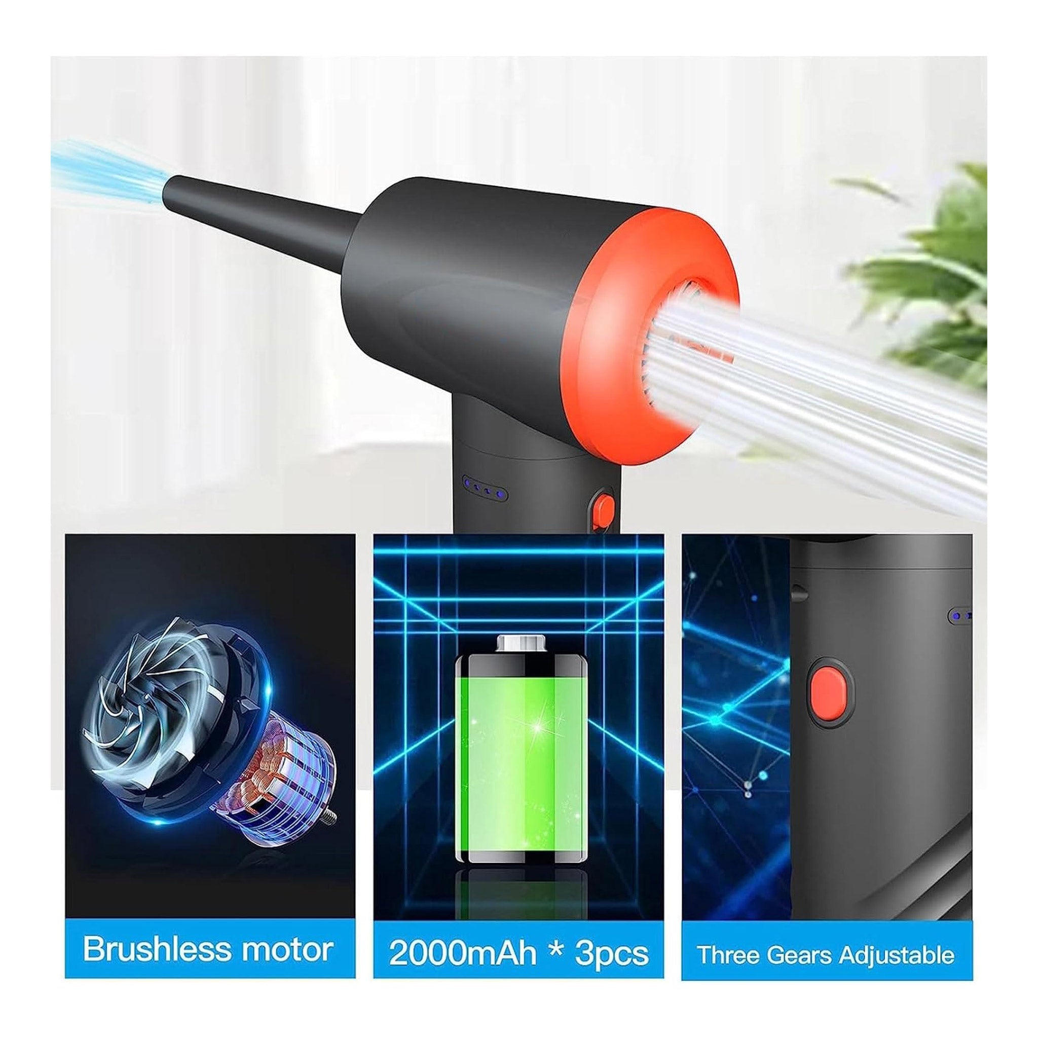 Altex Preferred MFG 3-Gear 100K RPM Rechargeable Compressed Air Duster - 6000mAh