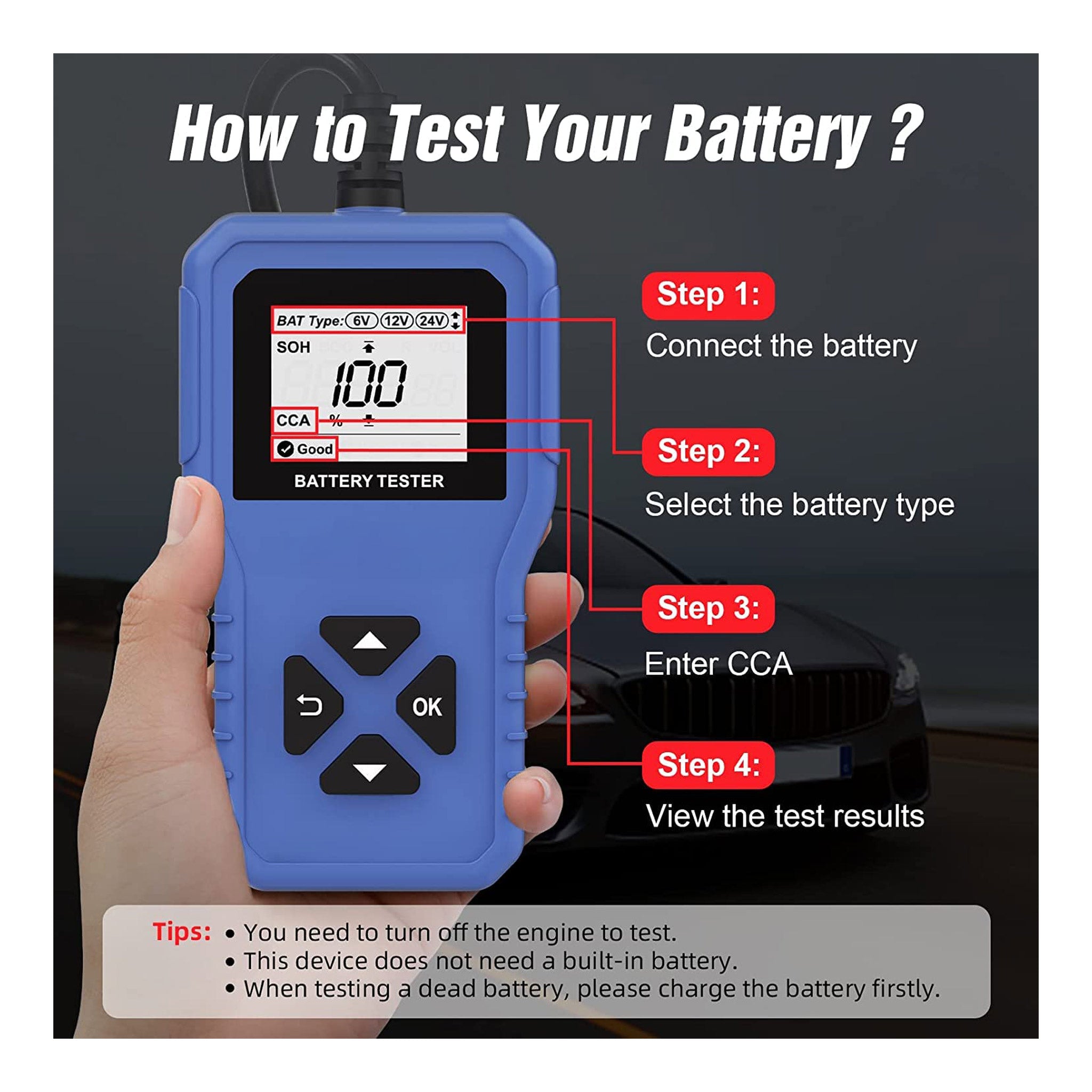 Altex Preferred MFG 3-in-1 6V/12V/24V Digital Battery Tester Analyzer