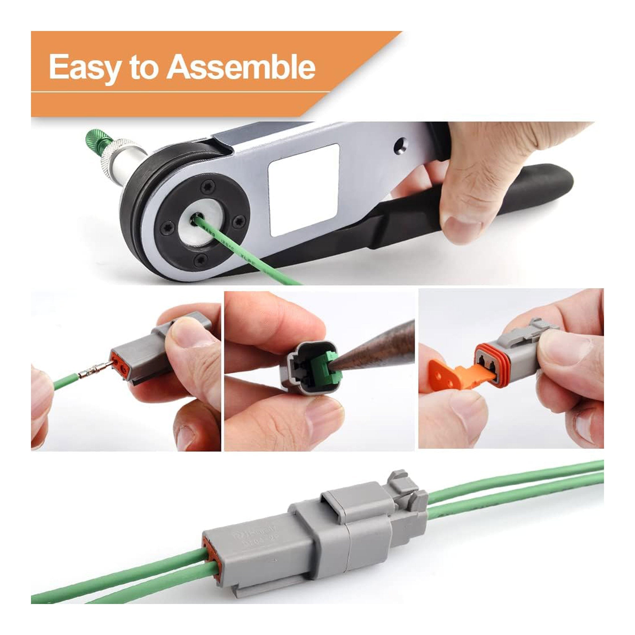 Altex Preferred MFG 3-Set 2-Pin 14-20AWG DT Connector Kit with Deutsch Solid Contacts and Sealing Plugs