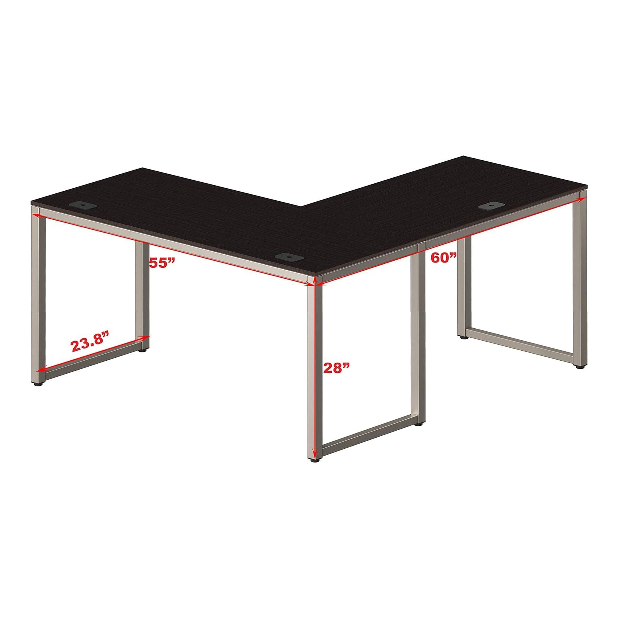 Altex Preferred MFG 55" x 60" L-Shaped Corner Desk for Home or Office - Dark Brown