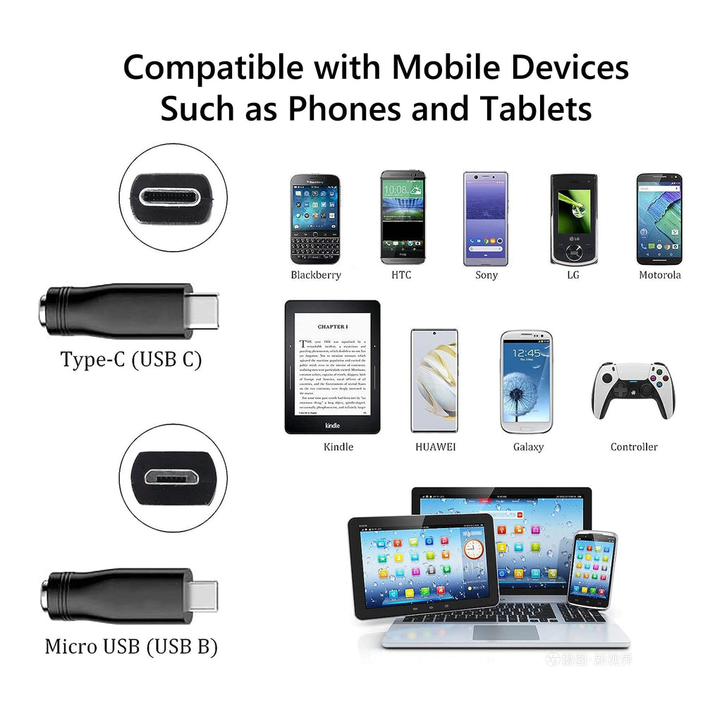 Altex Preferred MFG 5V 3A USB 2.0 Type-A to Universal DC Barrel Power Charging Cable with 12-Piece Adapter Tips - 1m