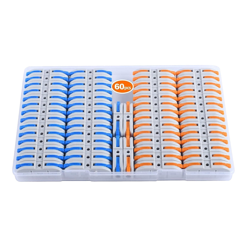 Altex Preferred MFG 60-Piece 28~12AWG 1-In/Out Lever Wire Connectors Quick Connect Electrical Splicing Kit for Compact Inline Terminals