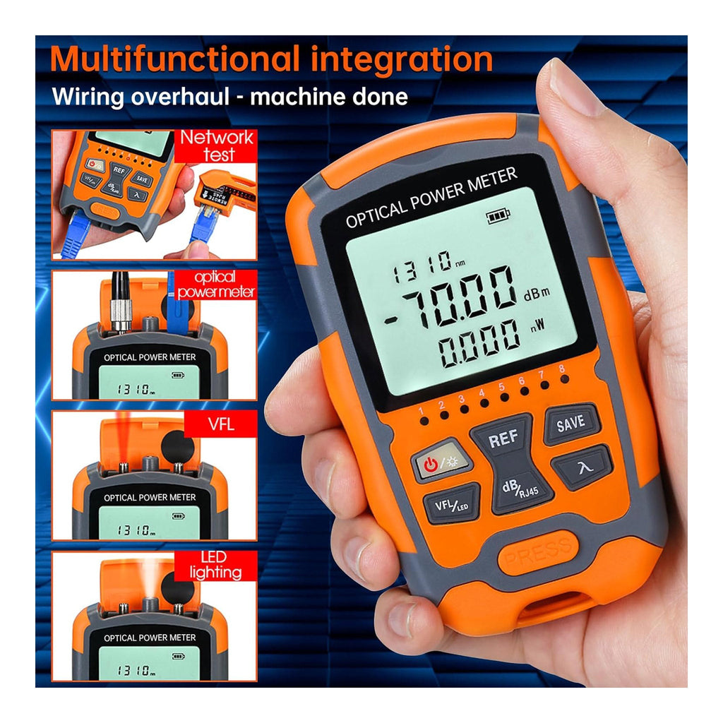 Altex Preferred MFG Fiber Optic Power Meter FC/SC/ST Universal Interface Built-in 10mW Visual Fault Locator (OPM & VFL) with 1pc FC to LC Adapter - FTVFL-10