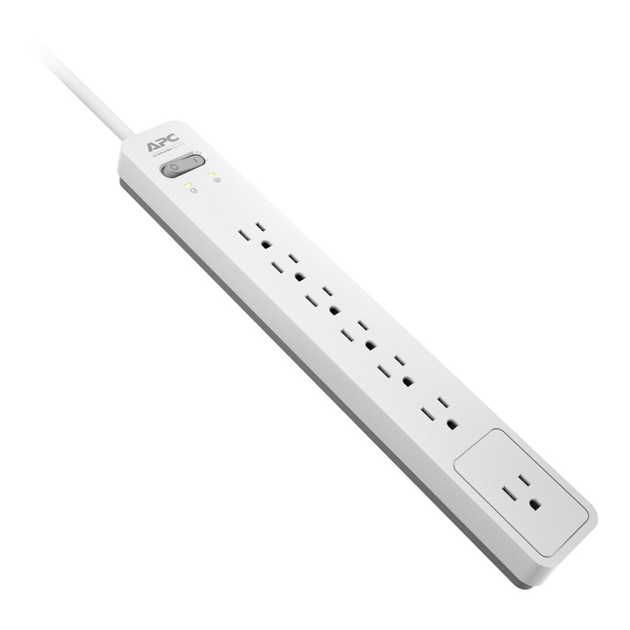 APC PE76WG 7-Outlet 120V 15A Essential SurgeArrest Surge Protector - White/Grey
