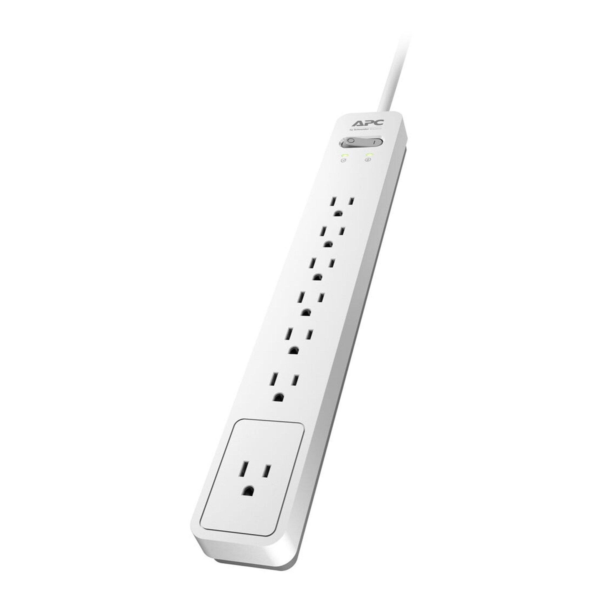 APC PE76WG 7-Outlet 120V 15A Essential SurgeArrest Surge Protector - White/Grey