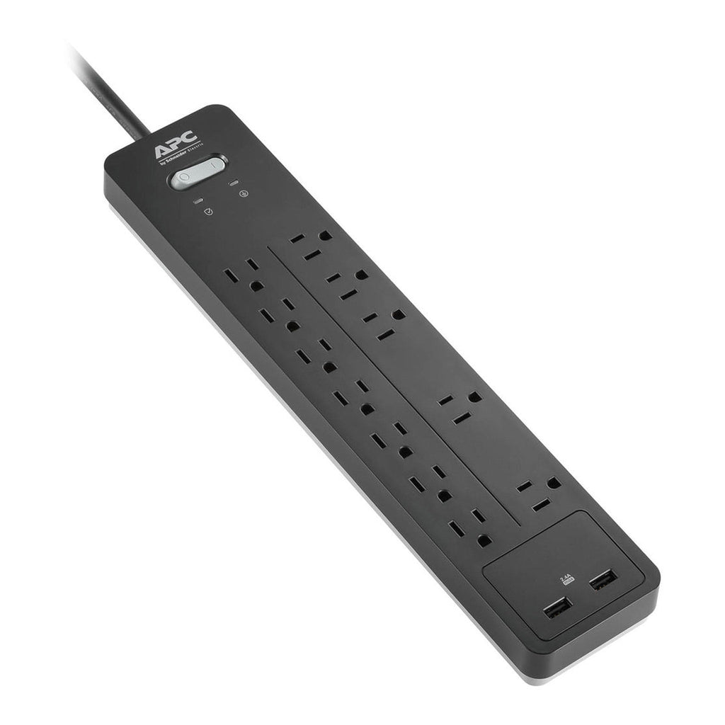 APC PH12U2 12-Outlet 15A 120V Home Office SurgeArrest Surge Protector with USB Charging - Black