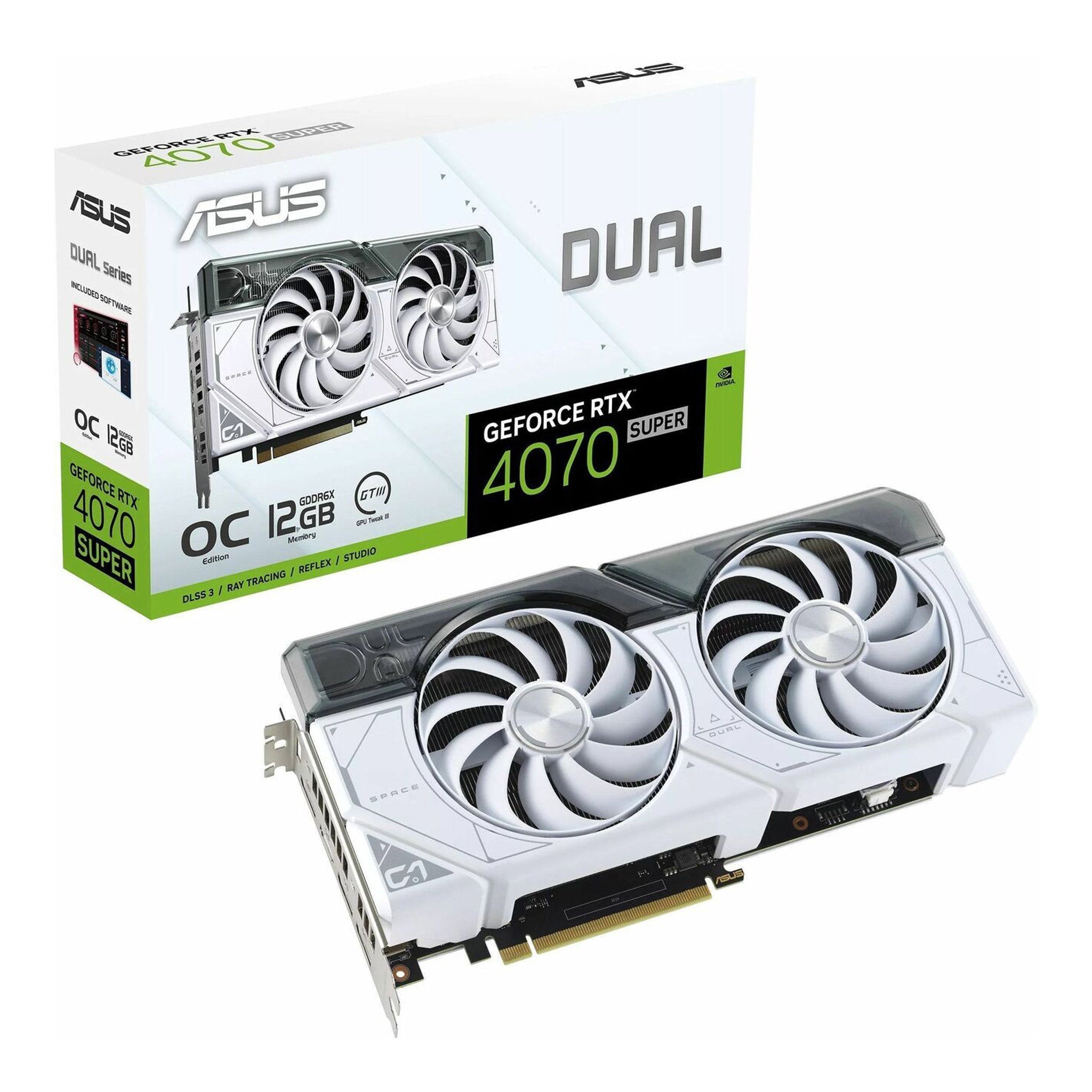 ASUS DUAL-RTX4070S-O12G-WHITE 12GB NVIDIA GeForce RTX 4070 SUPER Graphic Card - White