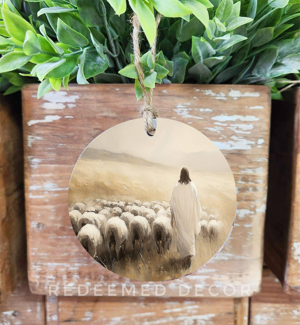Jesus Sheep Wood Ornament