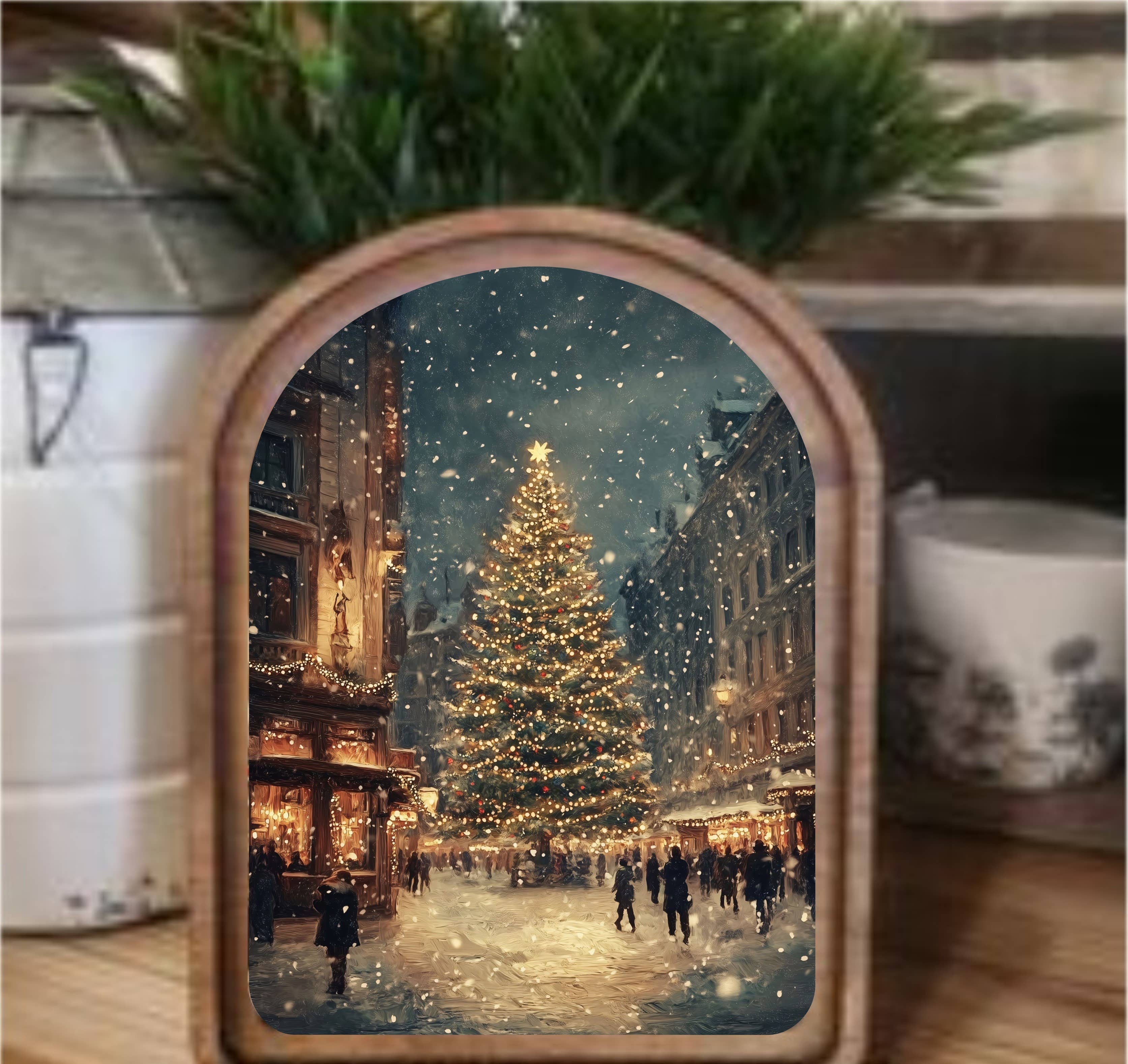 Christmas Tree Main Street Framed Art Arch