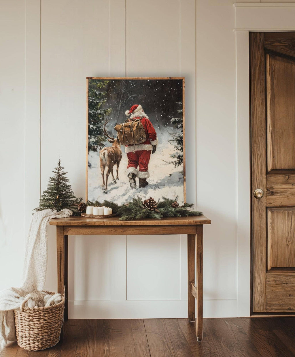 Santa and Reindeer Wall Art