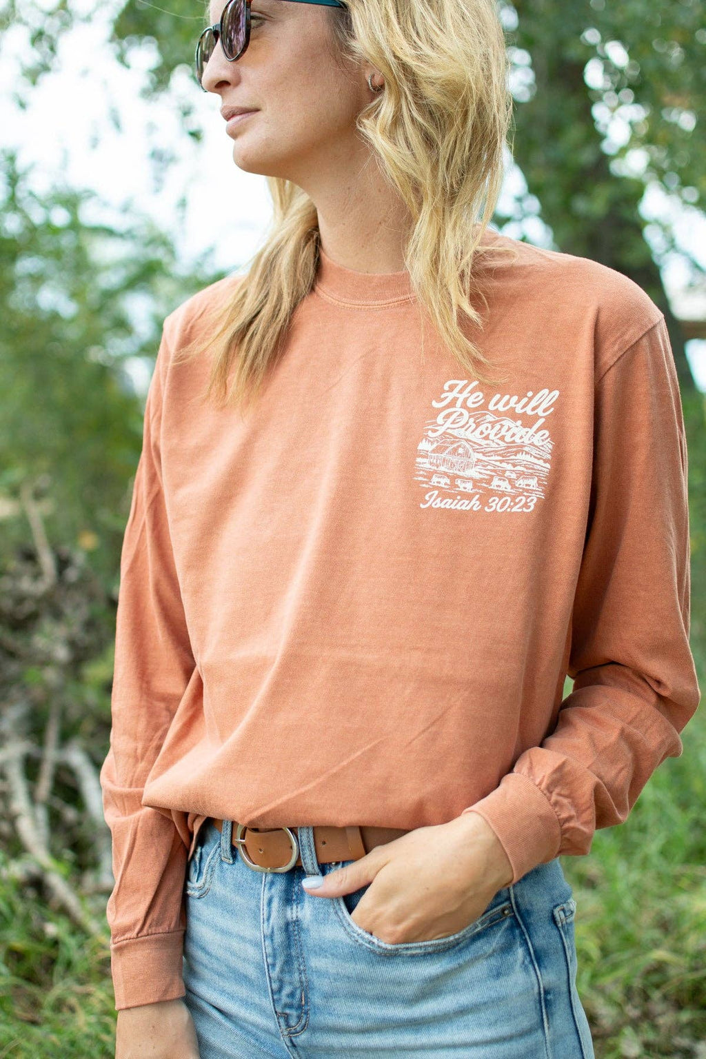Western 'He Will Provide' Isaiah 30:23 Long Sleeve