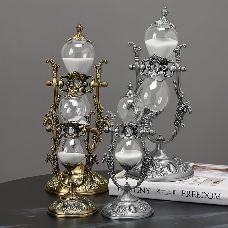 Vintage Brass 360° Rotating Sand Timer Hourglass Desk Decor