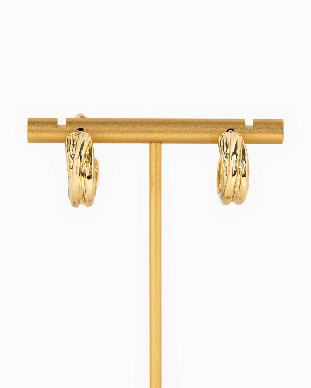 Textured Double Gold Huggie Hoop Set