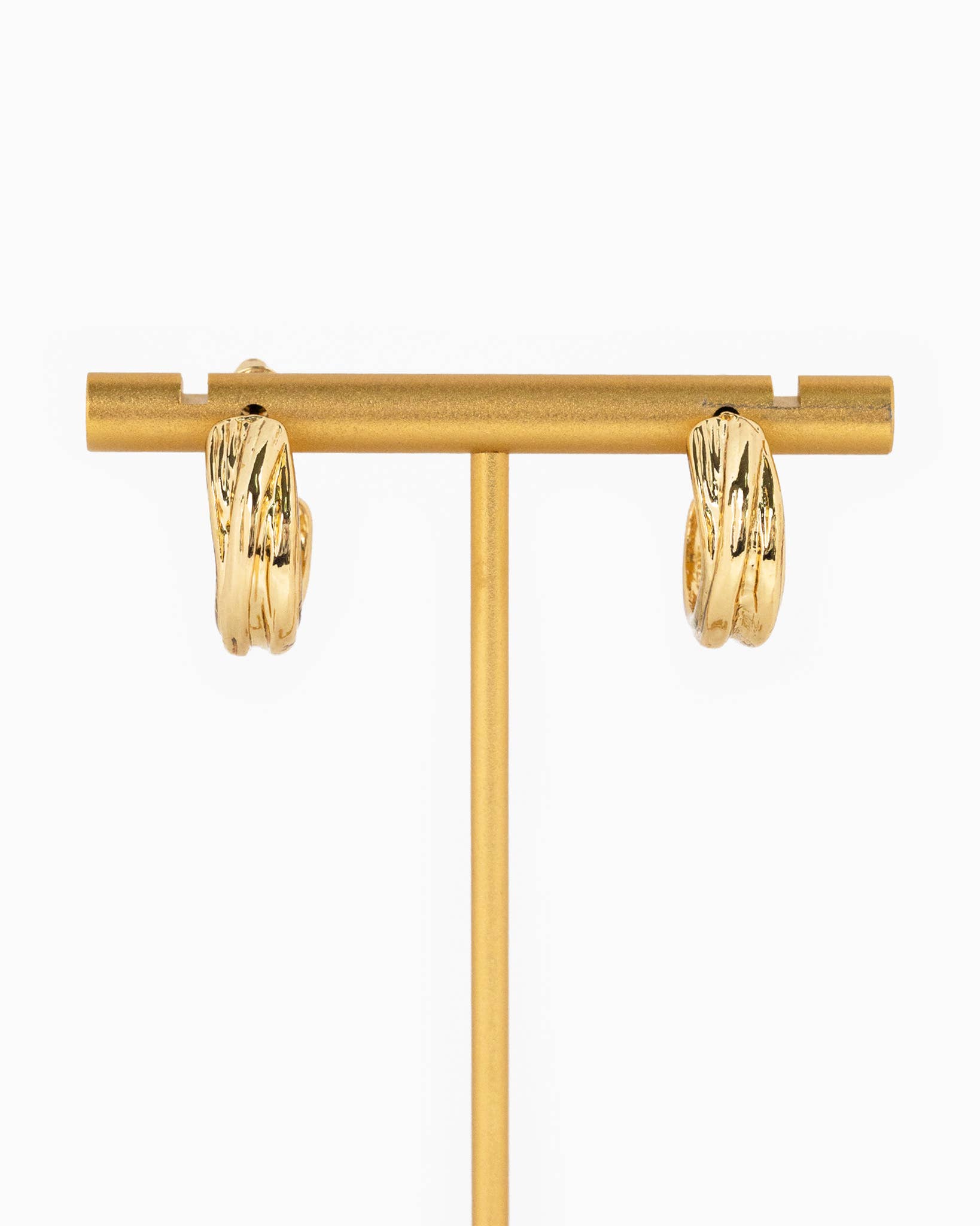 Textured Double Gold Huggie Hoop Set