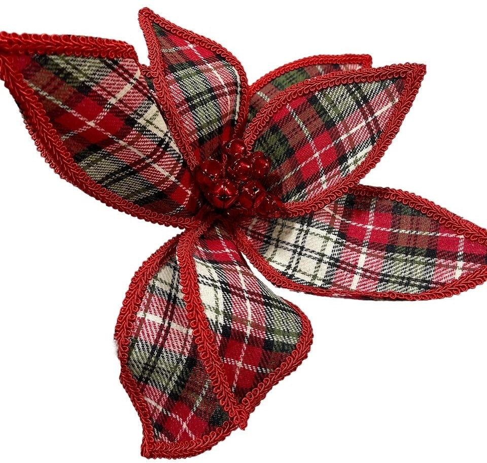 6 Bell Center Plaid Poinsettia