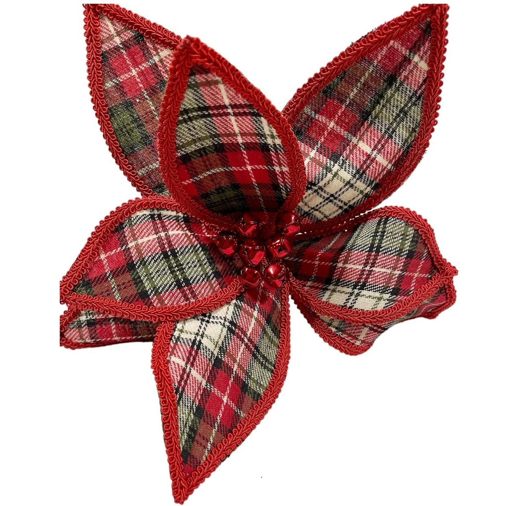 6 Bell Center Plaid Poinsettia