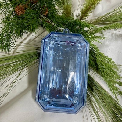 8" Acrylic Emerald Cut Jewel Ornament - Blue