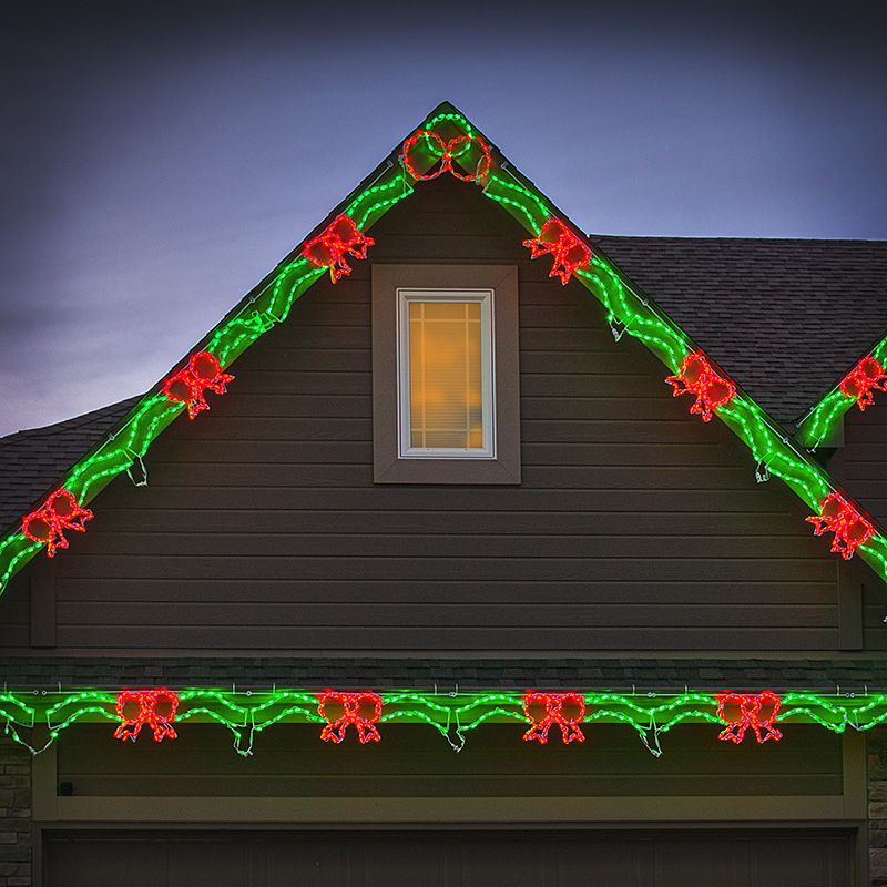 LED Bow/Ribbon Linkable Red/Green