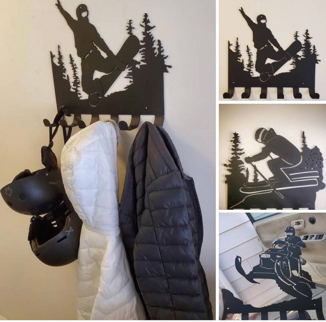 Metal ski wall decoration Skier Door Wall Art