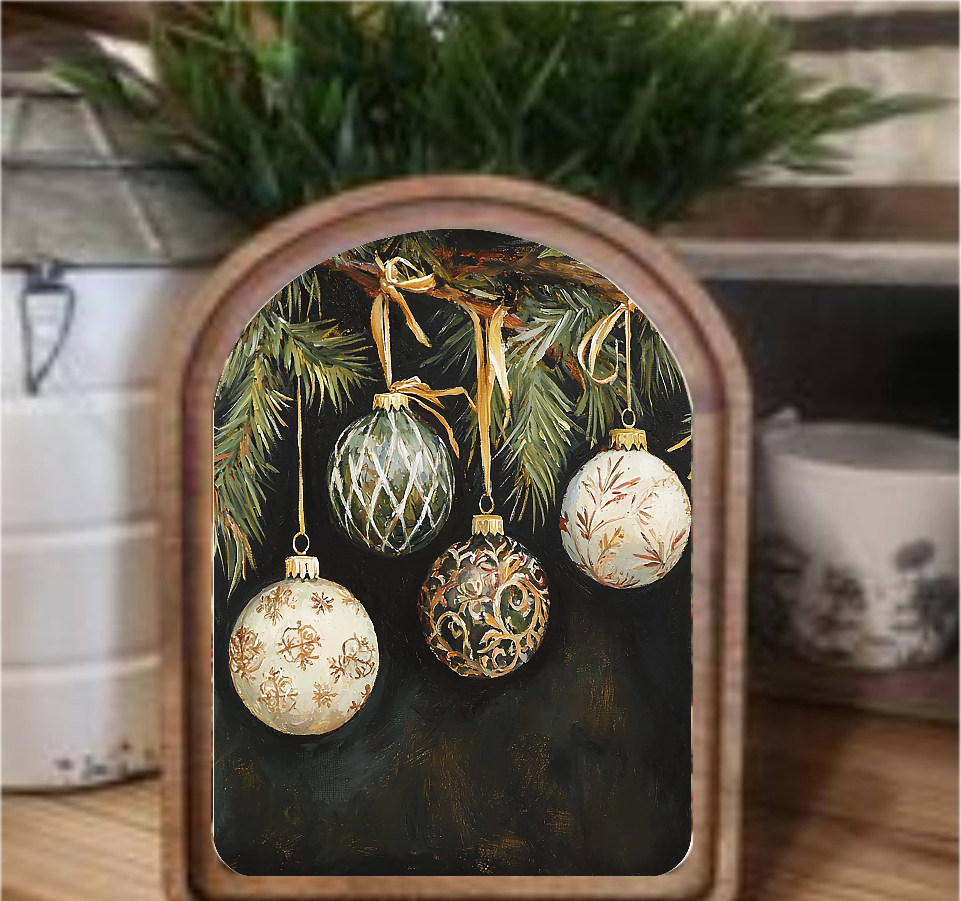 Ornaments Framed Art Arch Top