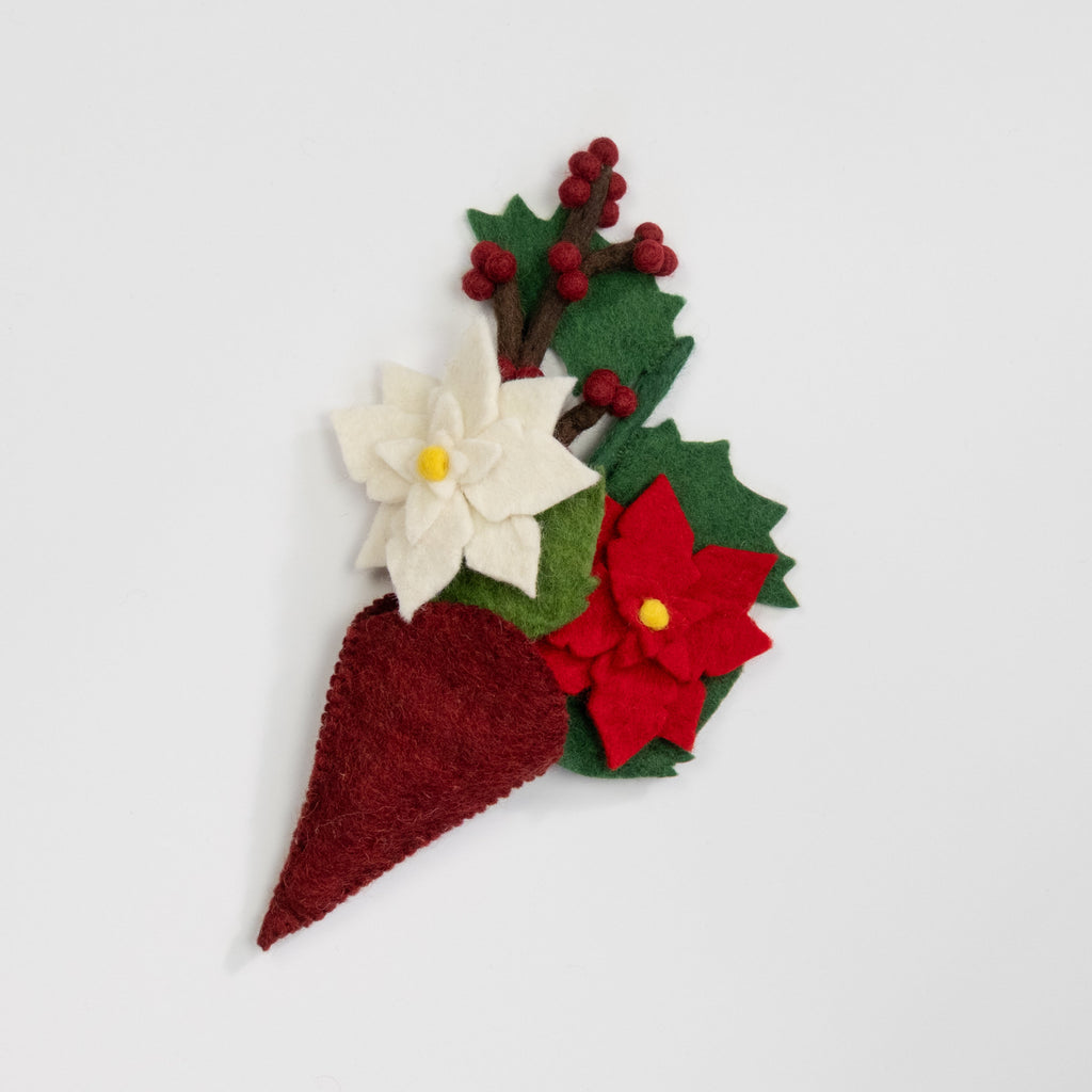 Mini Felt Hanging Bouquets Poinsettia