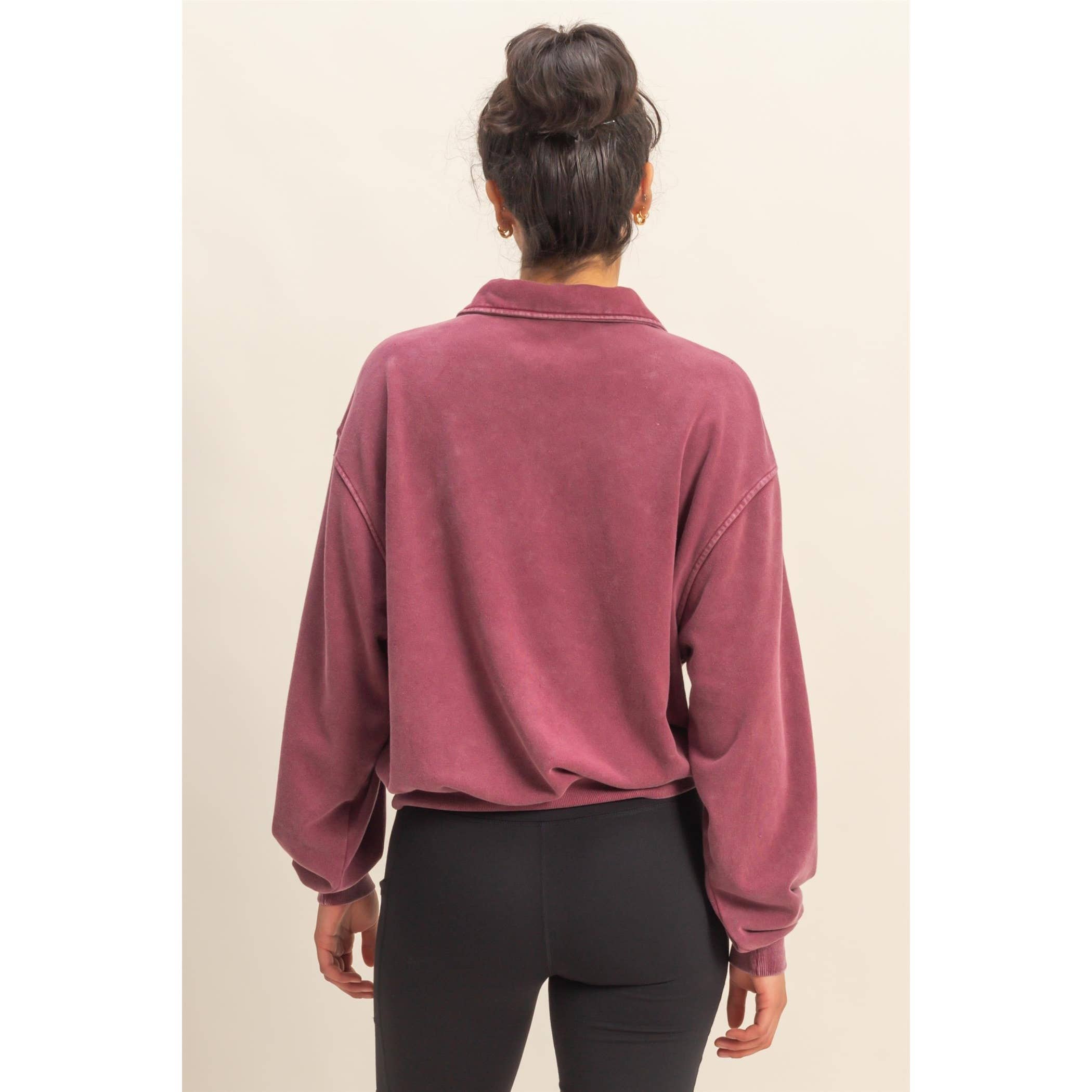 Mineral Washed Half Zip Sweatshirt