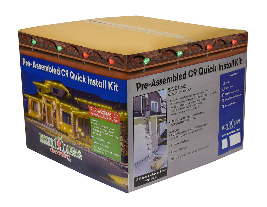 Pre-Assembled C9 Quick Install Kit with Red and Green C9 Bulbs (Alternating every 2 Bulbs)