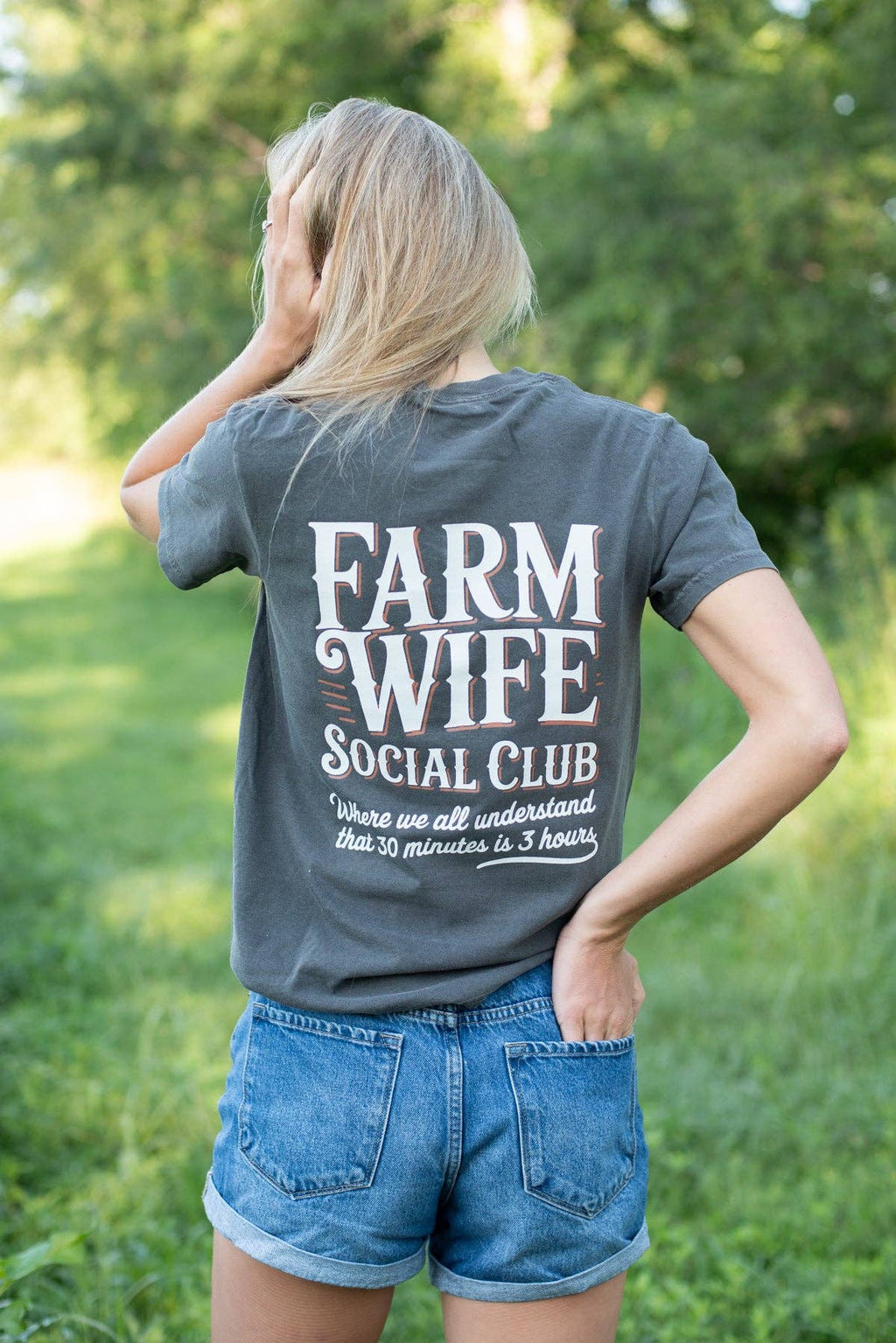 Western 'Farm Wife Social Club' Charcoal Graphic Women's Tee