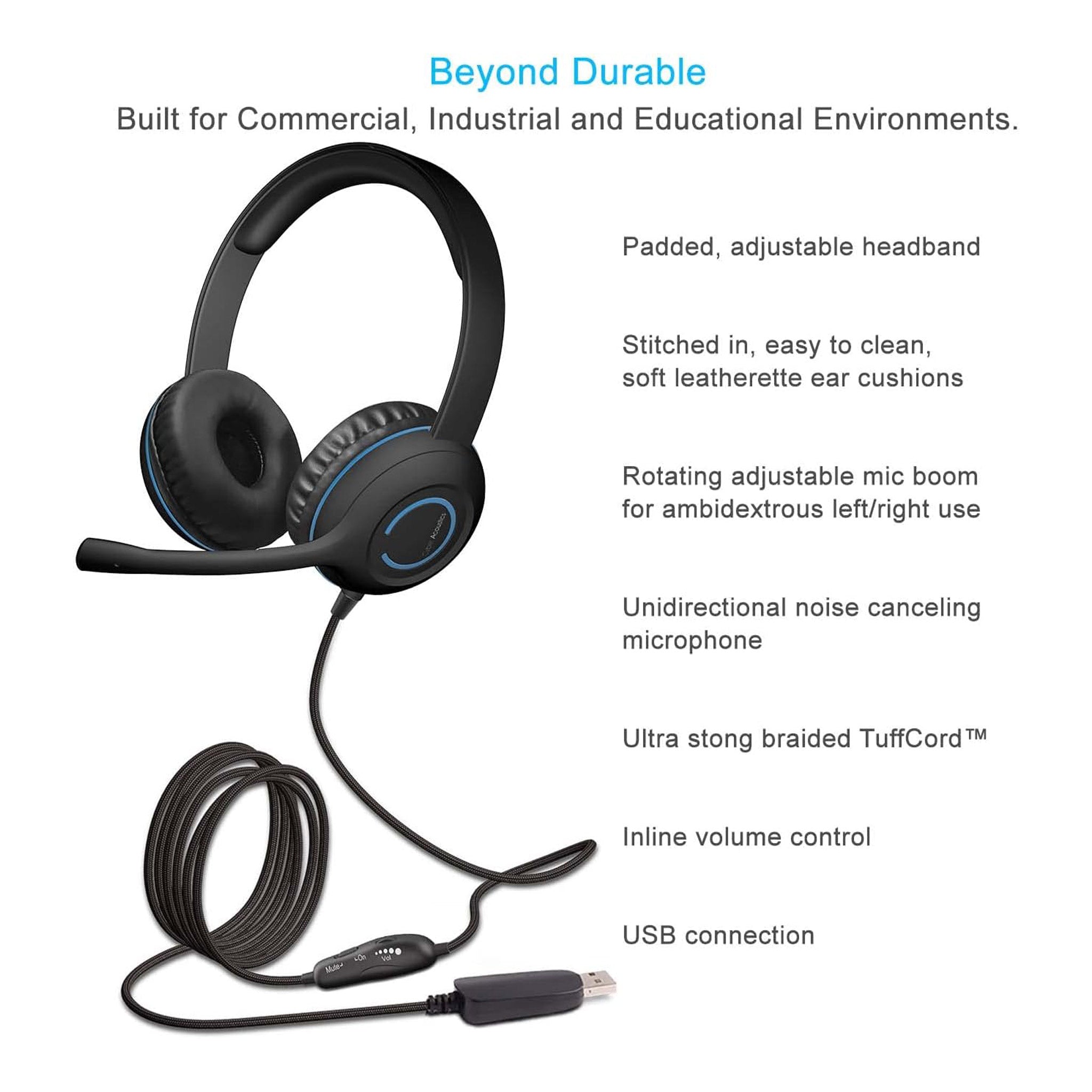 Cyber Acoustics AC-5008 USB Stereo Headset - Black