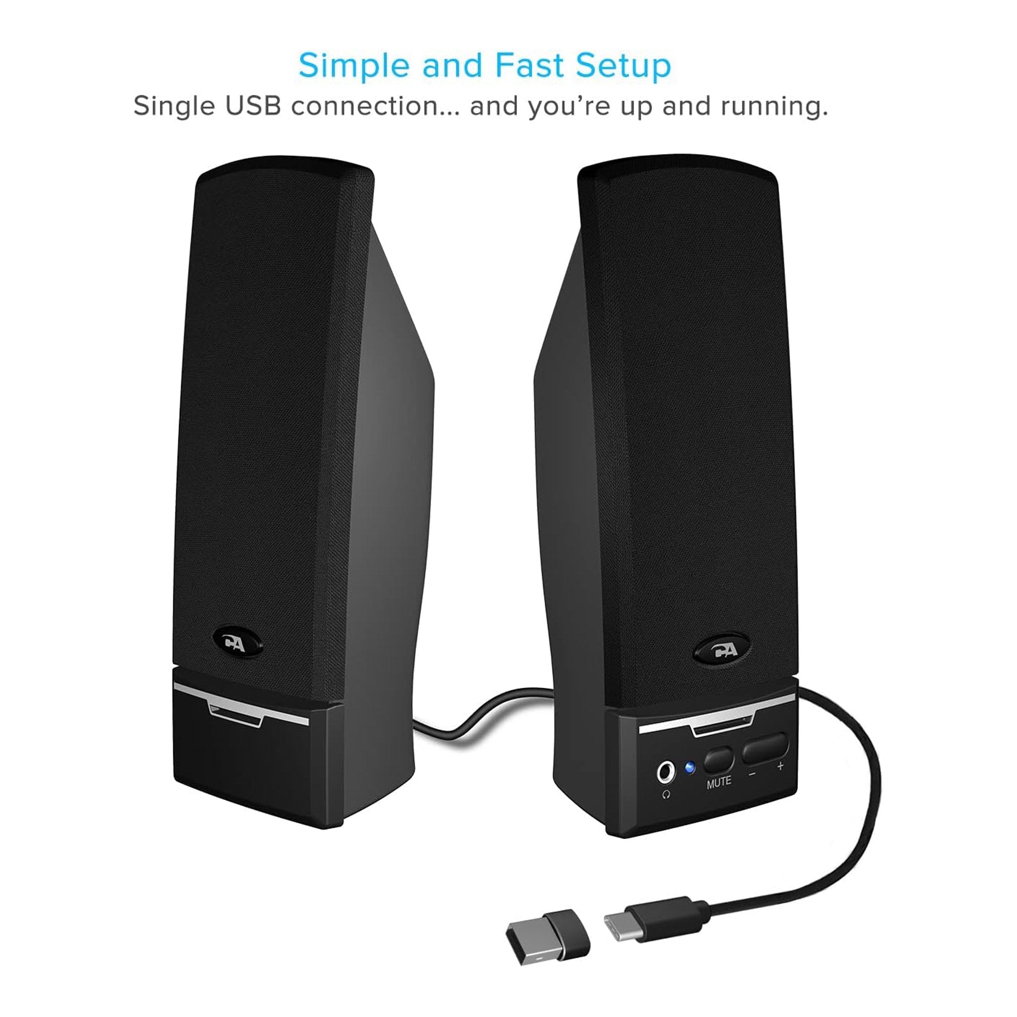 Cyber Acoustics CA-2014USB USB 2.0 Stereo Desktop Speakers - Black