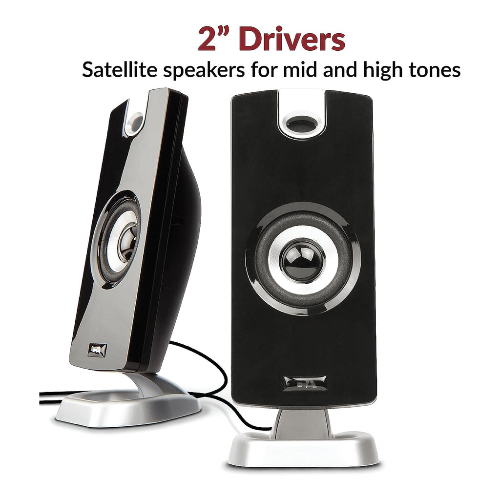 Cyber Acoustics CA-3090 2.1 Powered Speaker System with Control Pod - 18W - Black