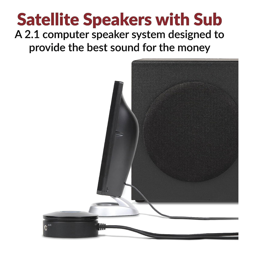 Cyber Acoustics CA-3090 2.1 Powered Speaker System with Control Pod - 18W - Black