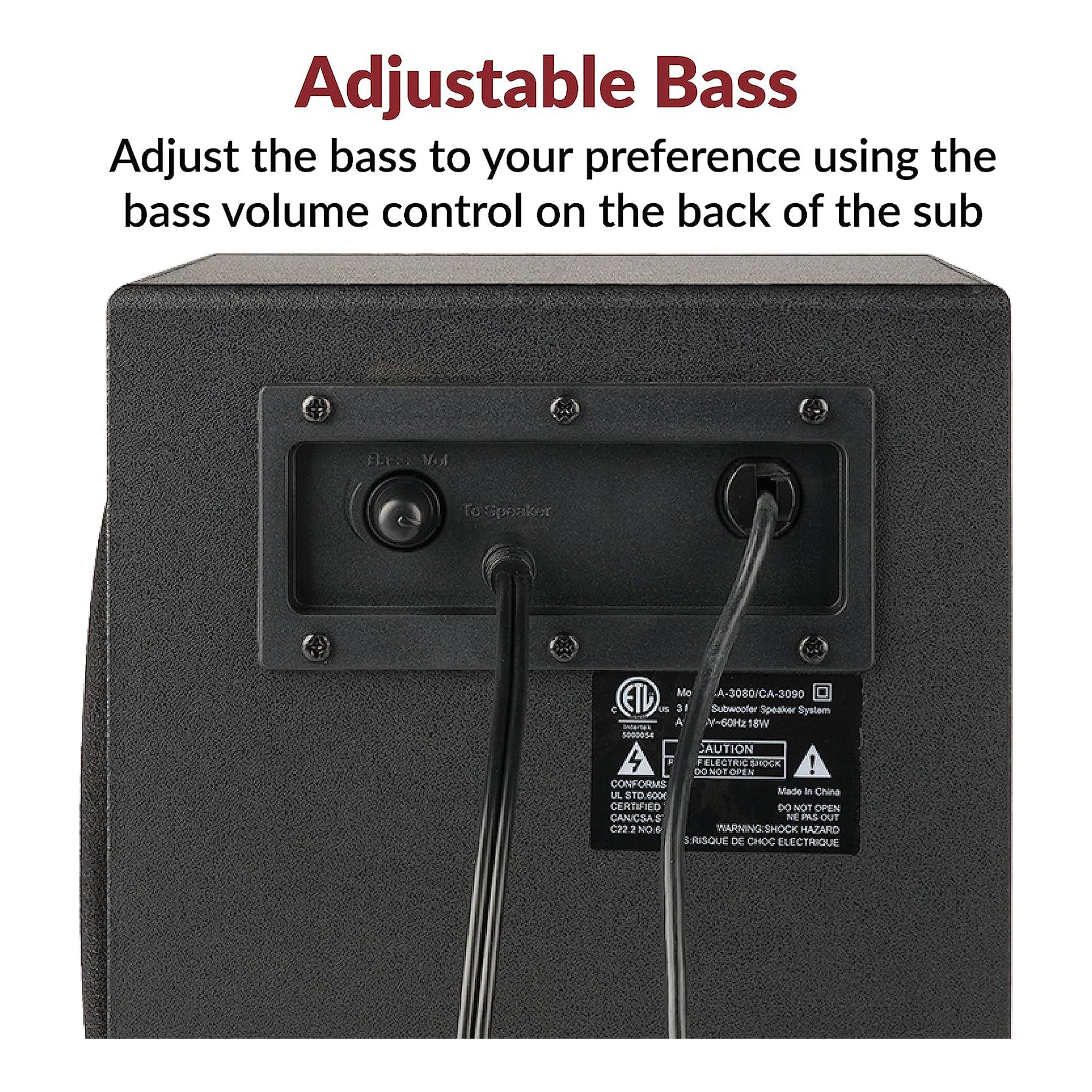 Cyber Acoustics CA-3090 2.1 Powered Speaker System with Control Pod - 18W - Black