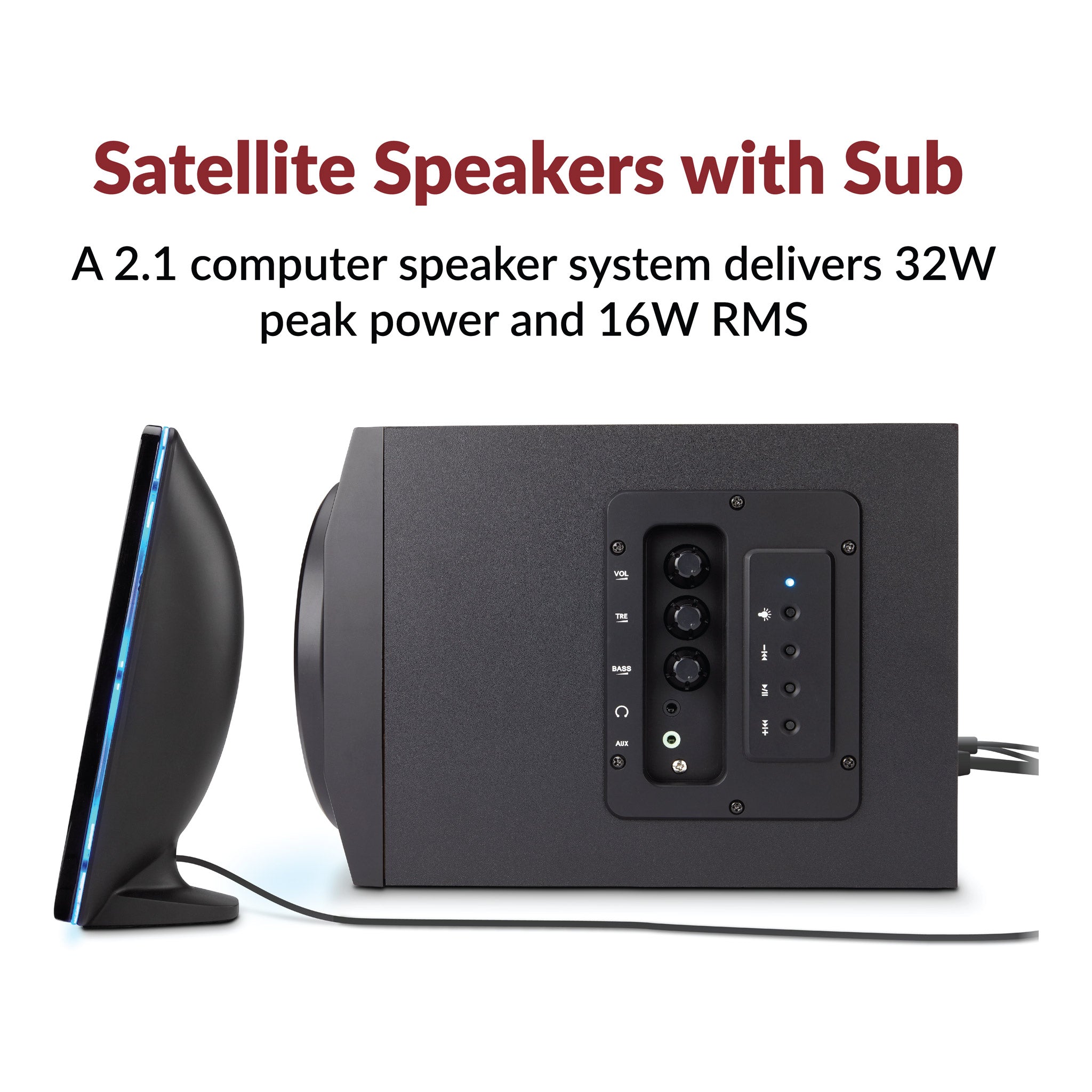 Cyber Acoustics CA-SP34BT 2.1 Bluetooth Speaker System - Black