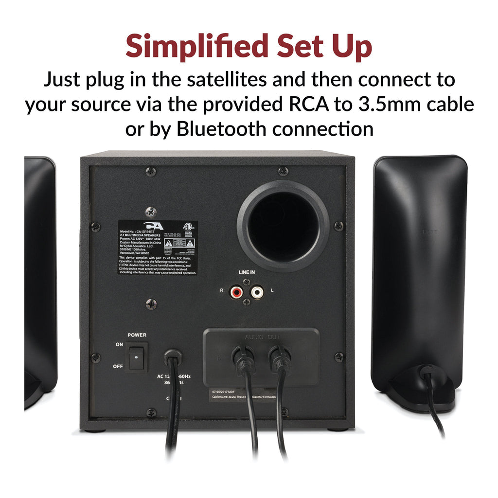 Cyber Acoustics CA-SP34BT 2.1 Bluetooth Speaker System - Black