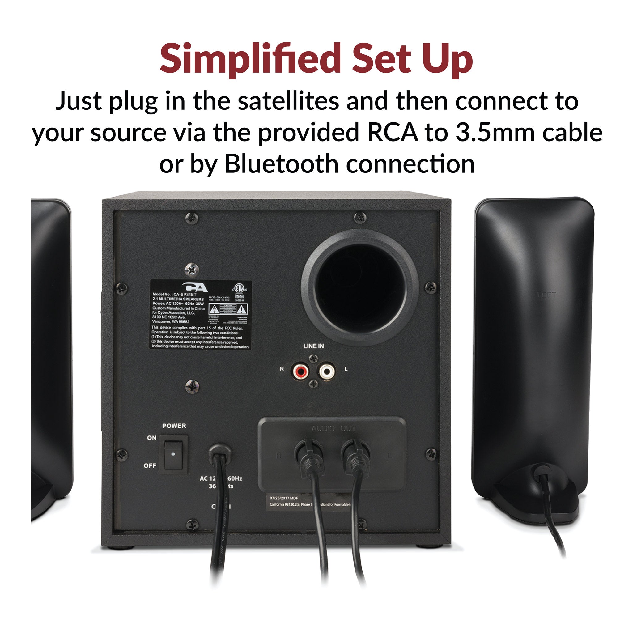 Cyber Acoustics CA-SP34BT 2.1 Bluetooth Speaker System - Black