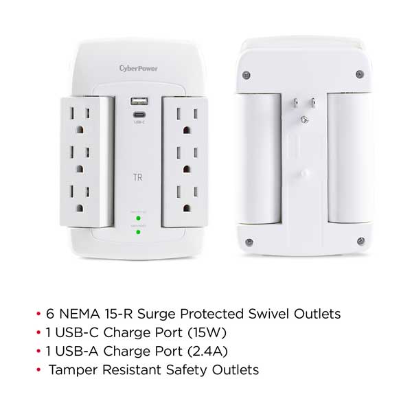 CyberPower 6/7/8 Outlet Surge Protector Multi-Pack (MP1058SSW)