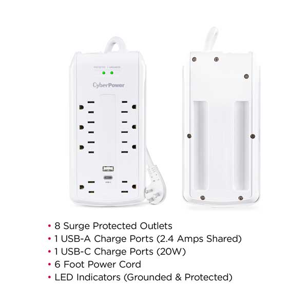 CyberPower 6/7/8 Outlet Surge Protector Multi-Pack (MP1058SSW)