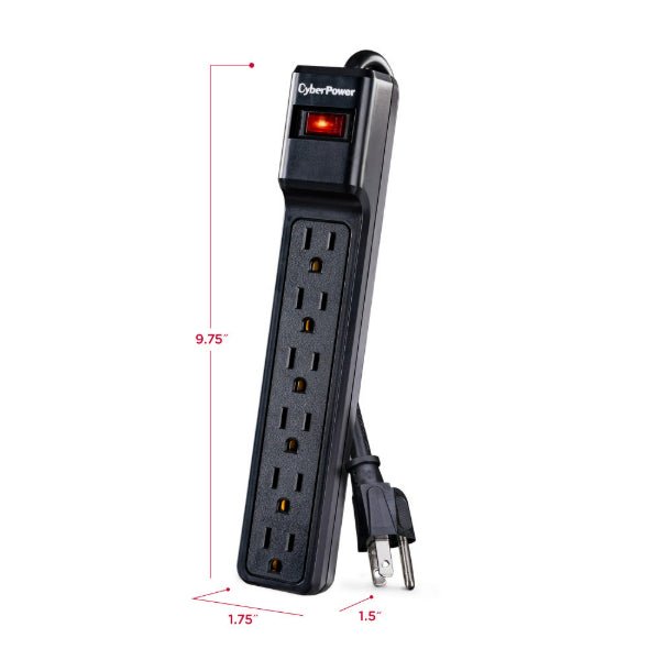 CyberPower CSB6012 Essential Surge Protector, 1200J, 6 Outlets, 12ft Cord