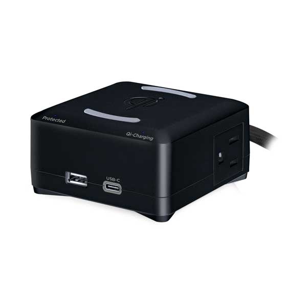 CyberPower Dual-Port Qi Desktop Charger with 5ft Cord - Black (P205UCPDQB)