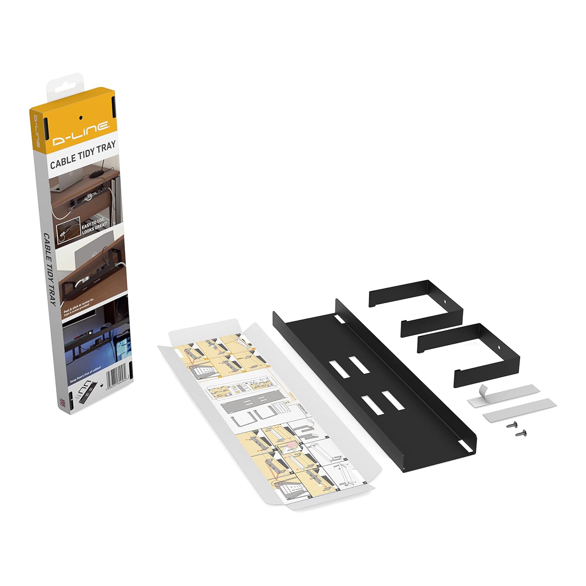 D-Line 17197 Under Desk Cable Organizer Management Tray - Black