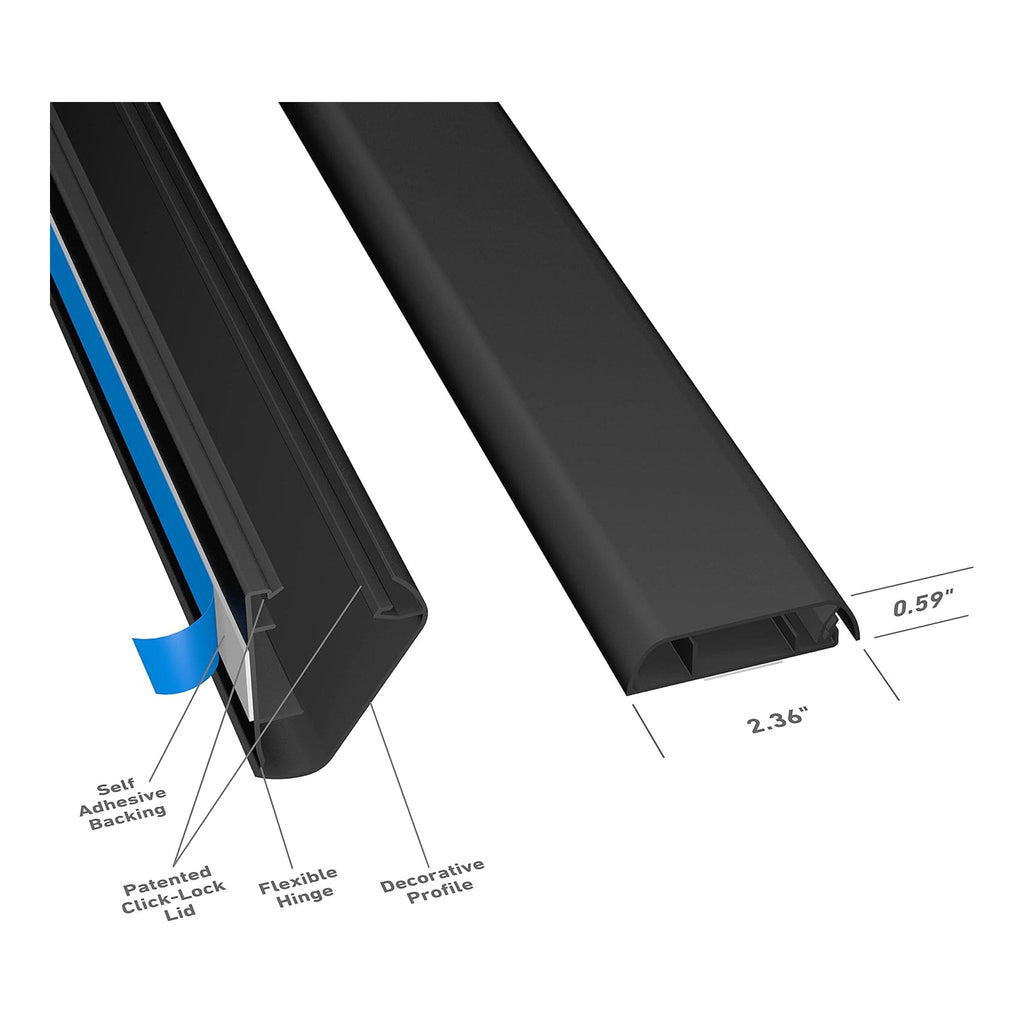 D-Line US/1D6015B 39" Click-Lock TV Raceway Duct - Black