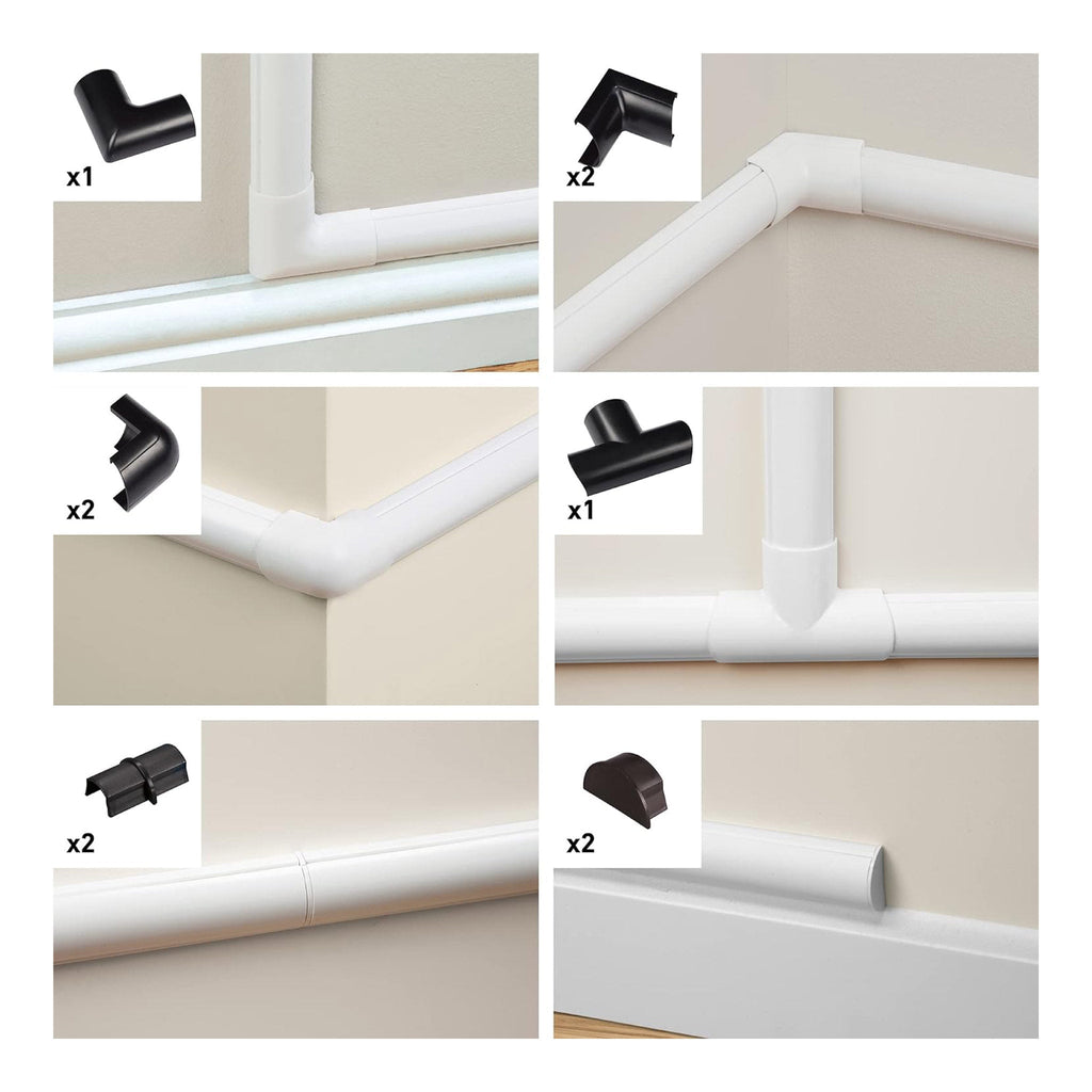 D-Line US/CLOAP3015B 10-Piece Mini Cable Raceway Accessory Multipack - Black