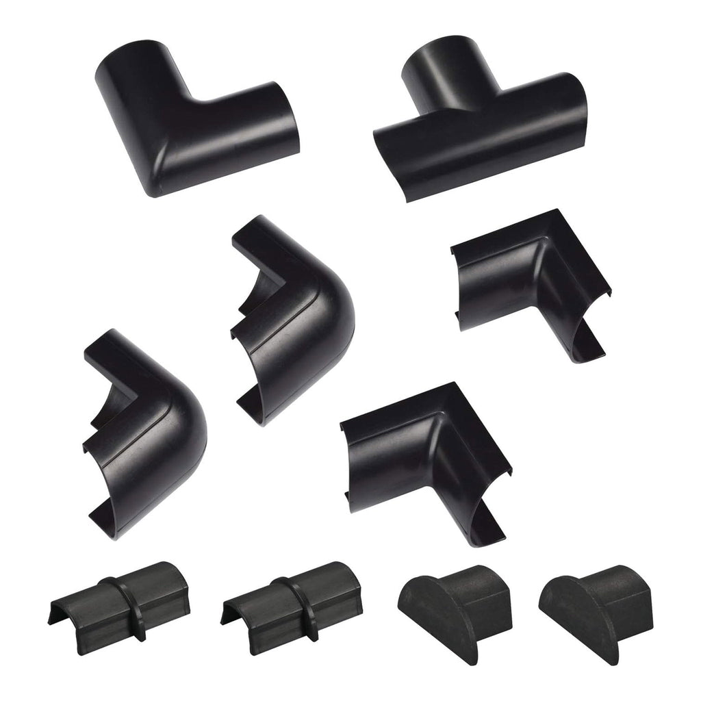 D-Line US/CLOAP3015B 10-Piece Mini Cable Raceway Accessory Multipack - Black